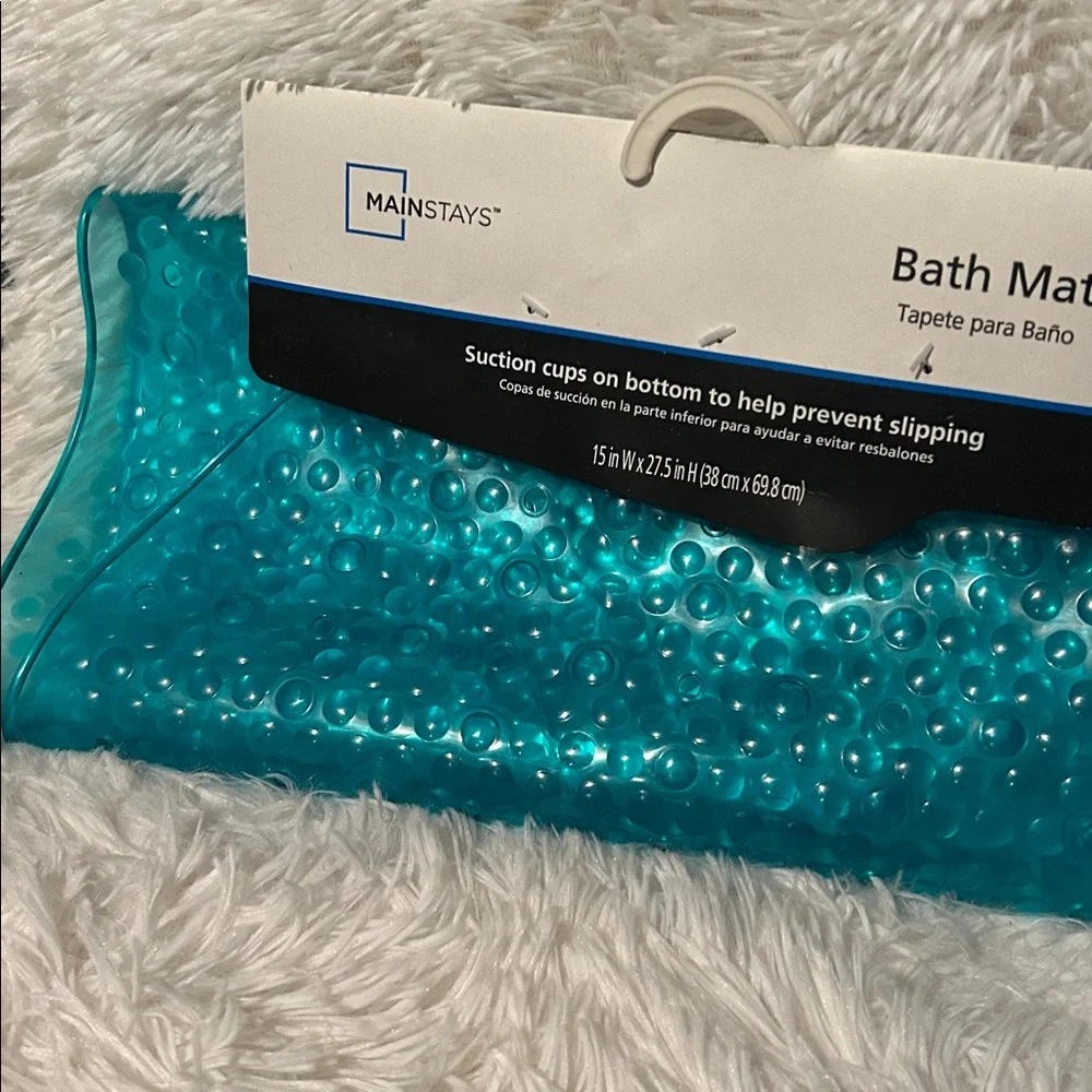 🩶5/$30 Mainstays Teal Textured Oval Bath Mat with Suction Cup Buttom NEW